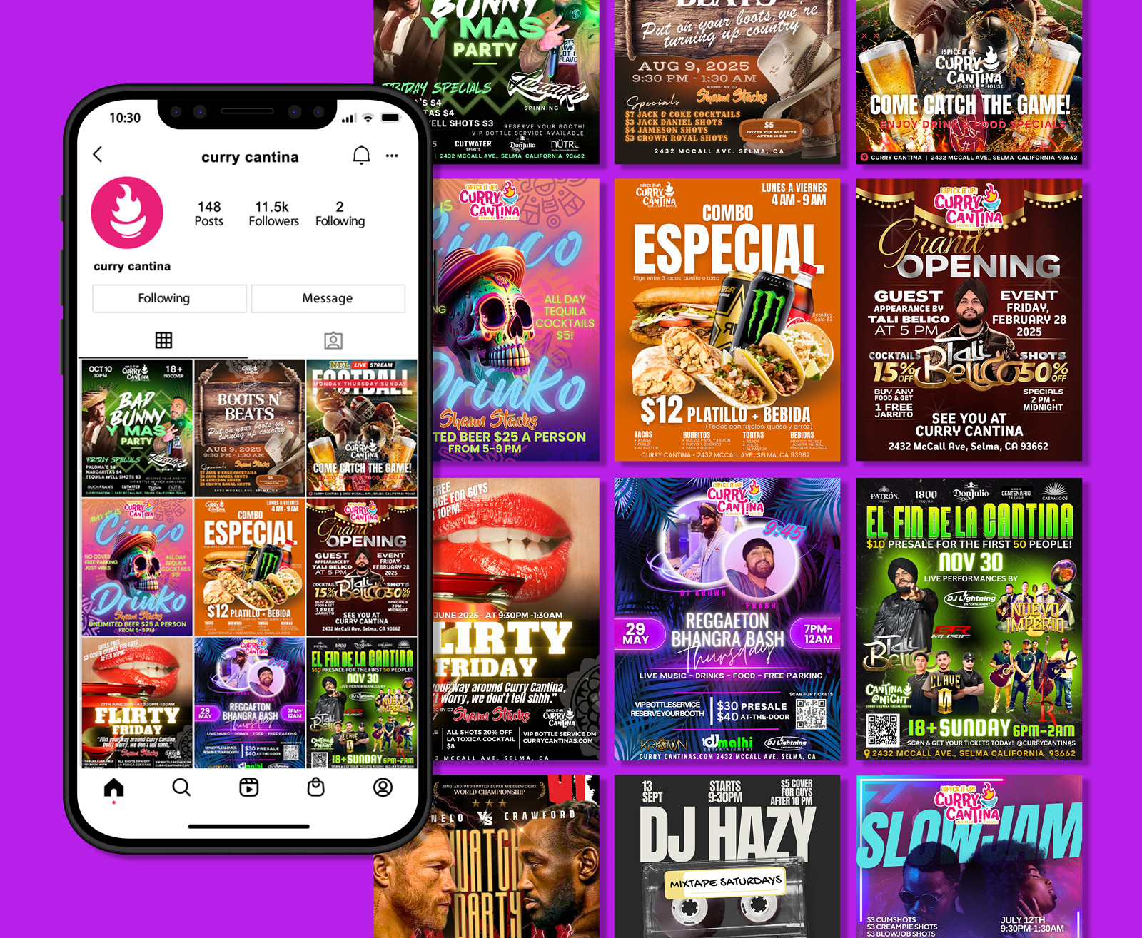 Octane Advertising & Design Curry Cantina Social Media Design
