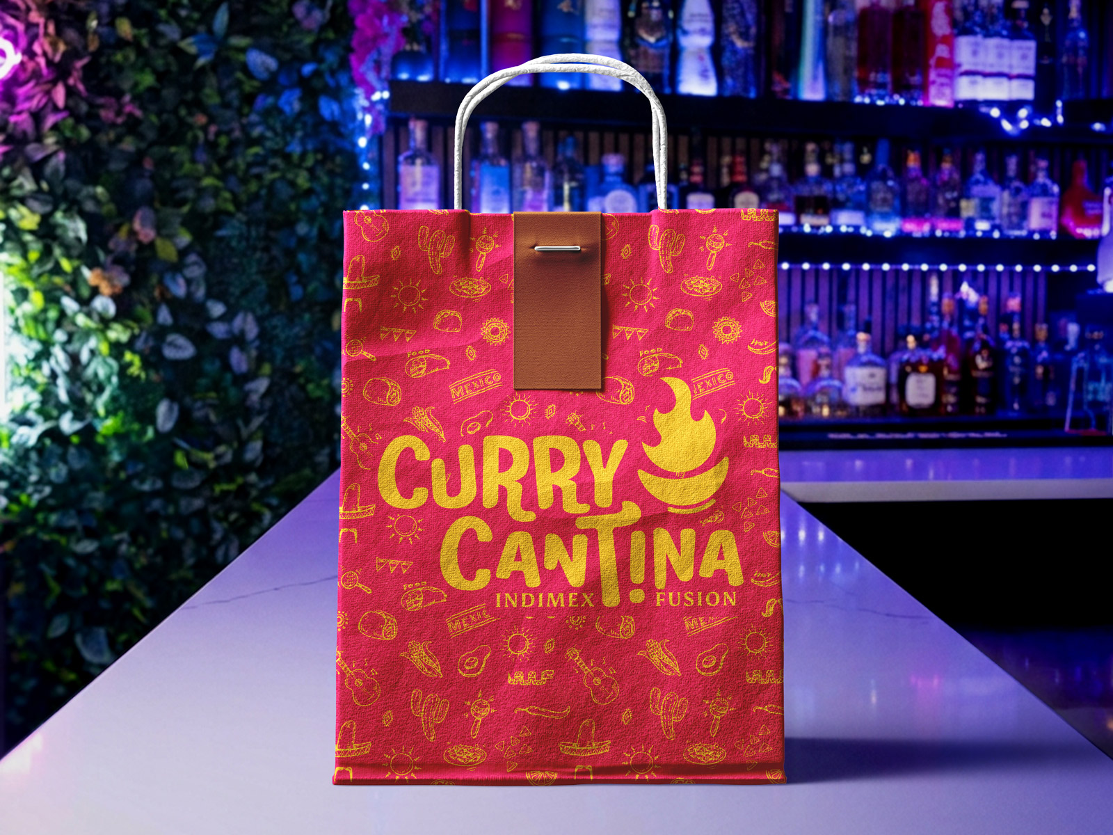 Octane Advertising & Design Curry Cantina Logo Take Out Bag Design