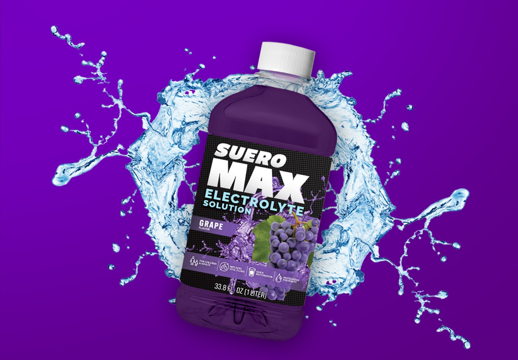 Suero Max Grape Flavor Packaging Design by Octane Advertising Design.