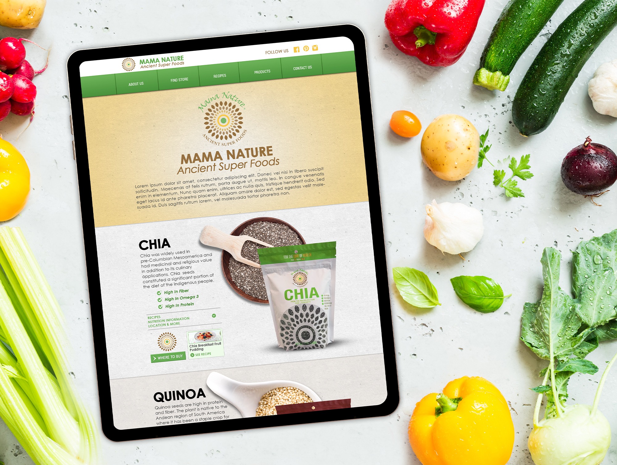 Mama Nature Ancient Super Foods Website Design by Octane Advertising Design