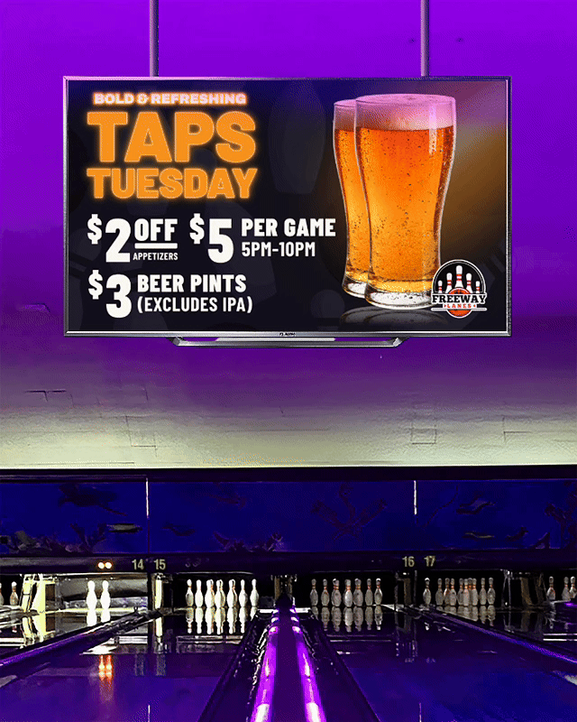 Freeway Lanes TV Menu Screen Design by Octane Advertising Design