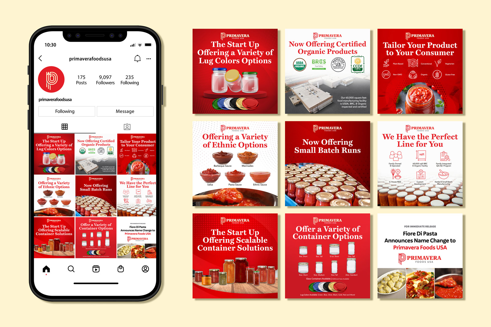 Octane Advertising & Design Primavera Foods USA Social Media Design